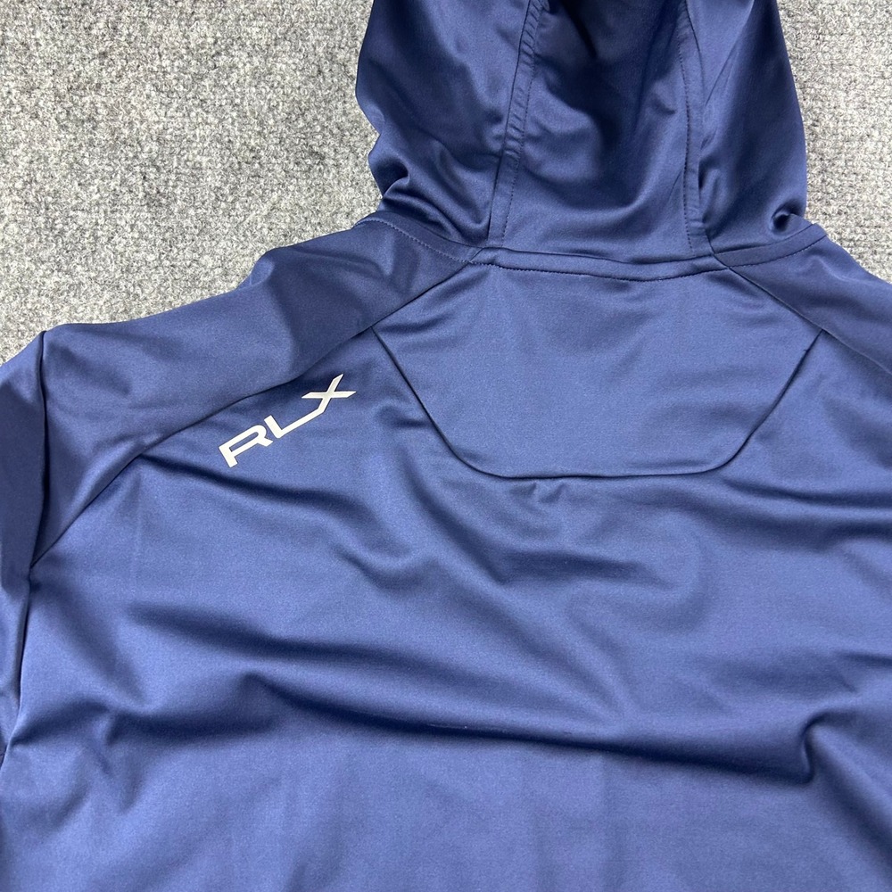 RLX Ralph Lauren Jacket Mens XL Navy Blue Hooded Full Zip Performance Golf Logo - Picture 8 of 10